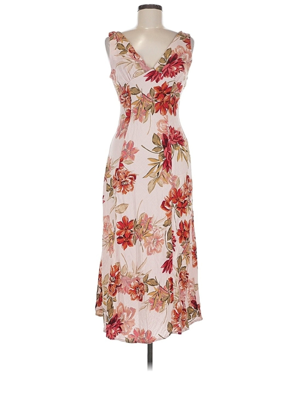 Sleeveless Floral Maxi Dress - Pink Floral